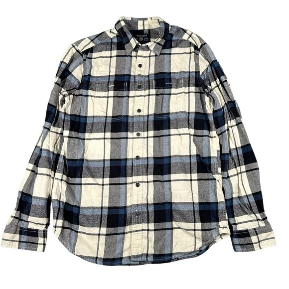 American Eagle Outfitters Other - American Eagle Mens LT Navy White Plaid Flannel Long Sleeve Button Up
